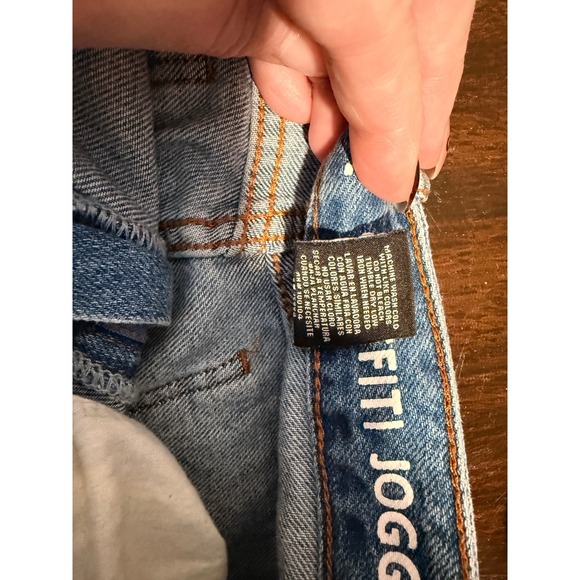 SONG Graffiti Jogger Jeans Women's Size 3/26 Blue Denim Elastic Waist‎ Art - Picture 10 of 10